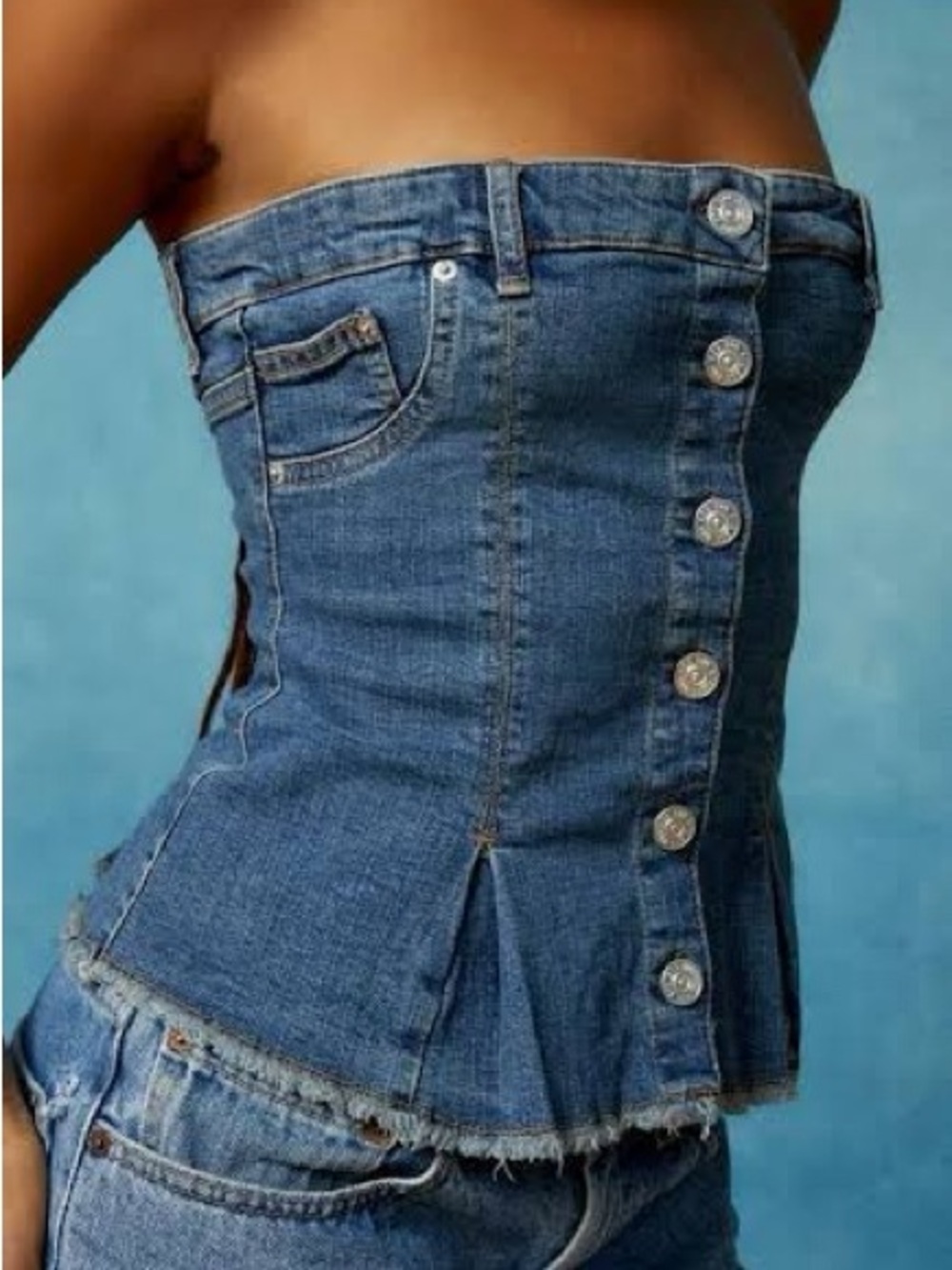 BDG Denim Strapless Corset top